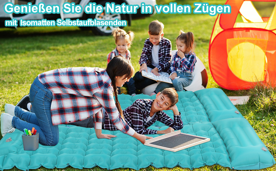 Надувна ізомат для кемпінгу DeeprBling Isomatte з самонадуванням та помпою, 200x70x10 см
