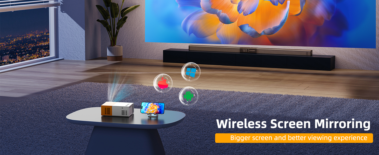 Портативний проєктор Mini Beamer YG300ProMax: Wi-Fi, дзеркалення екрану смартфона/планшета/ноутбука