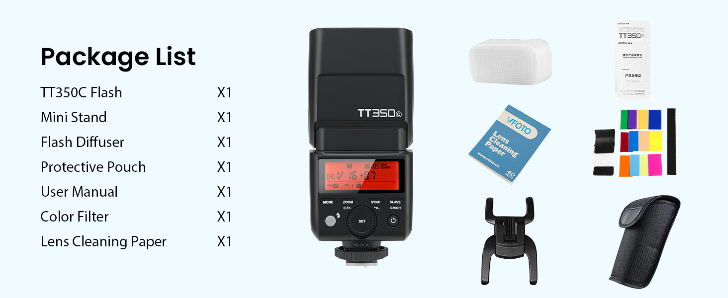 Спалах Godox TT350C TTL для Canon: 2.4G, HSS 1/8000s, GN36, сумісний з 6D, 7D, 50D, 60D, 500D, 550D, 600D, 650D, 1000D, 1100D, 1DX, 580EX II, 5D Mark II III