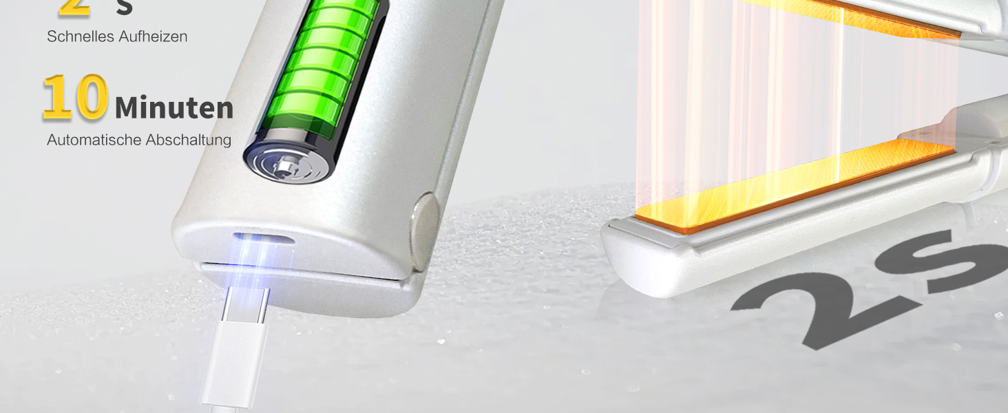 Бездротовий випрямляч для волосся з акумулятором 5000mAh, титанове покриття, 2 в 1 (випрямляч та локони), міні, для подорожей, 3 температурні режими, швидкий нагрів, для всіх типів волосся (білий)