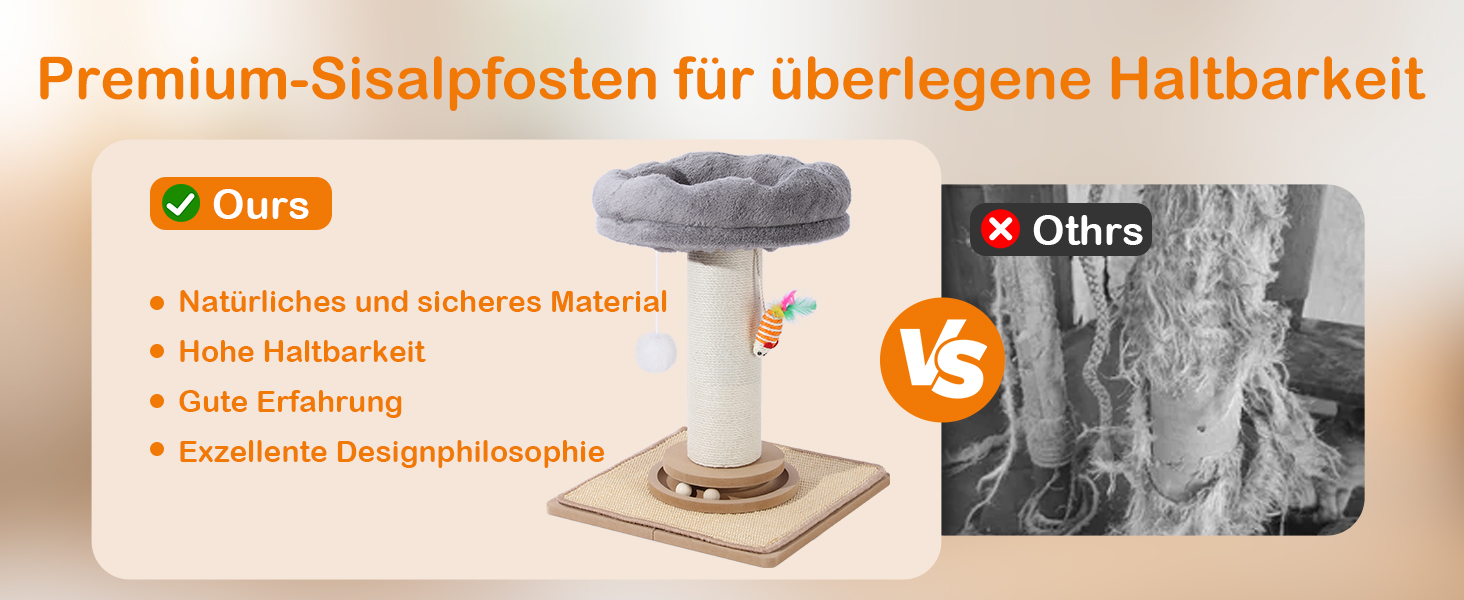 Дряпка для котів Trhillsbrad 81 см з м'ячиком та іграшками, з сизалю, для котів та дорослих котів