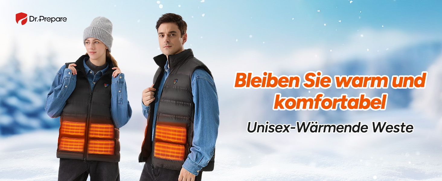Обогревна жилетка Dr. Prepare для чоловіків та жінок, електроопалювальна жилетка з регулюванням температури, унісекс, з акумулятором, для активного відпочинку, спорту та подорожей (XL, Обогревна жилетка з Powerbank)