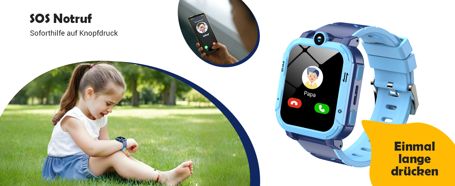 Дитячий розумний годинник Blackview з SIM-картою, GPS-трекером, SOS-кнопкою та функціями 4G (блакитний)