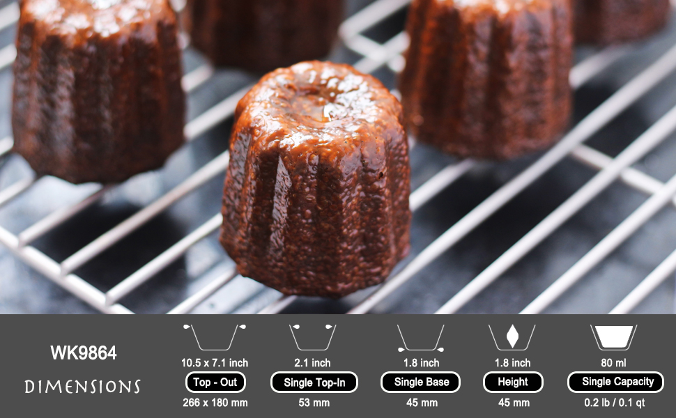 Форма для випікання канеле CHEFMADE, 6 осередків, антипригарна, для кексів і мафінів, шампань золото