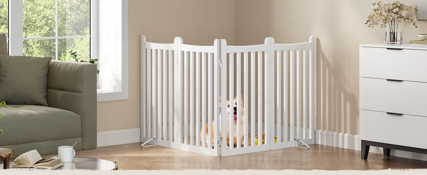 Захисне ґратка для собак Yaheetech, 90.5 x 201.5 см, білий, 4 панелі