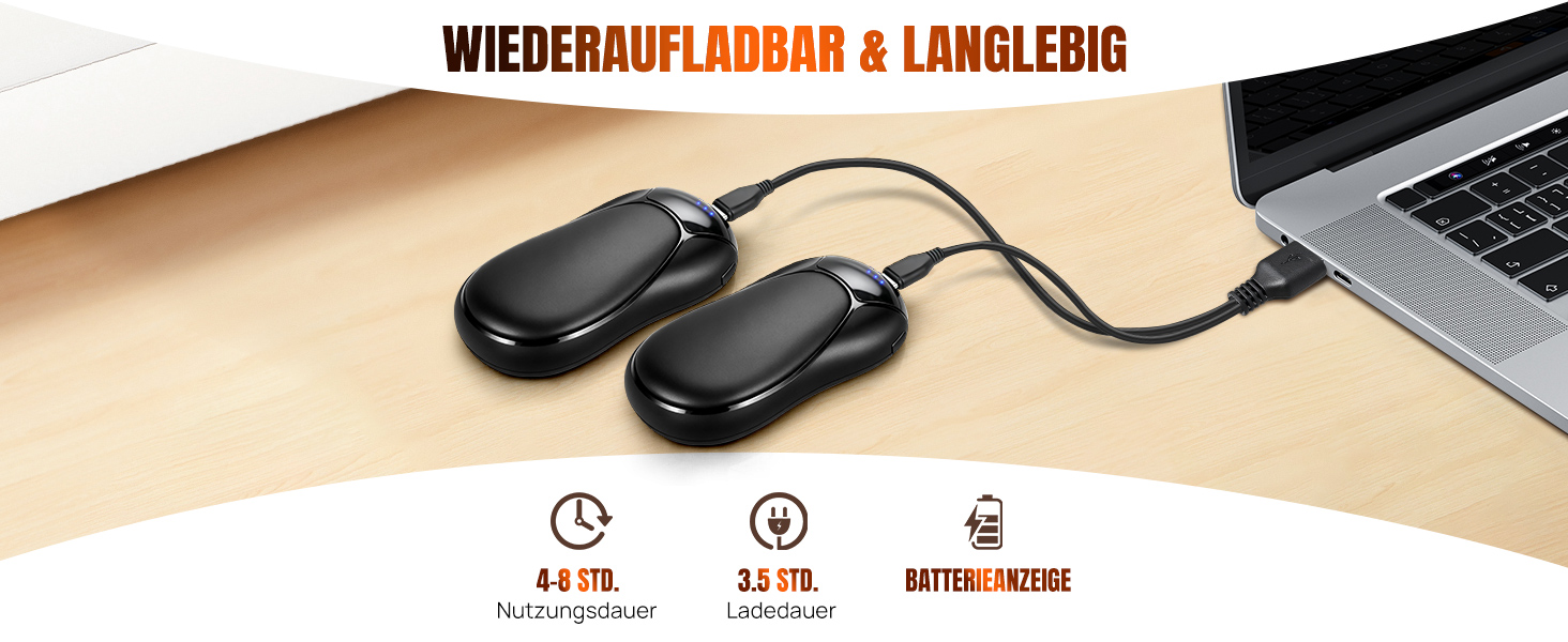 Електричний грієчка для рук, багаторазовий, 6000mAh, 2 шт., 3 режими, швидкий нагрів, до 55°C, портативний, з магнітною зарядкою, подарунок для кемпінгу та активного відпочинку