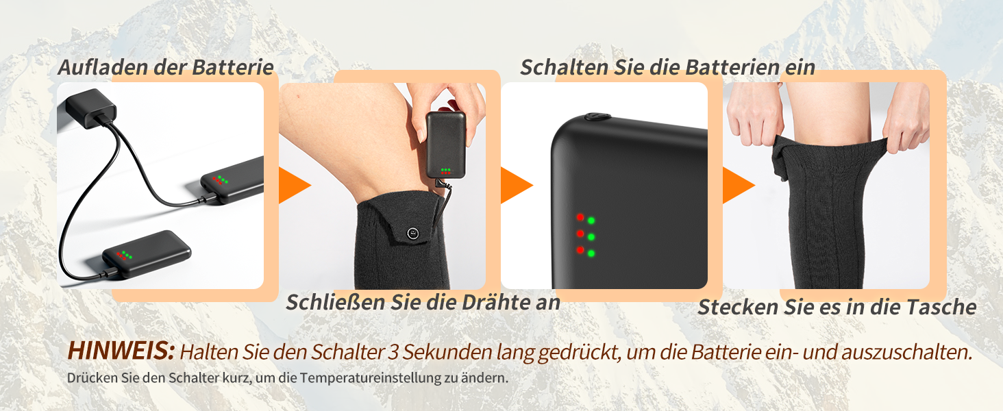 Гріючі шкарпетки 2026 Upgraded, 5000mAh*2, 3 режими нагріву, 360° нагрів, чорні, для жінок та чоловіків, для катання на лижах, полювання, походів