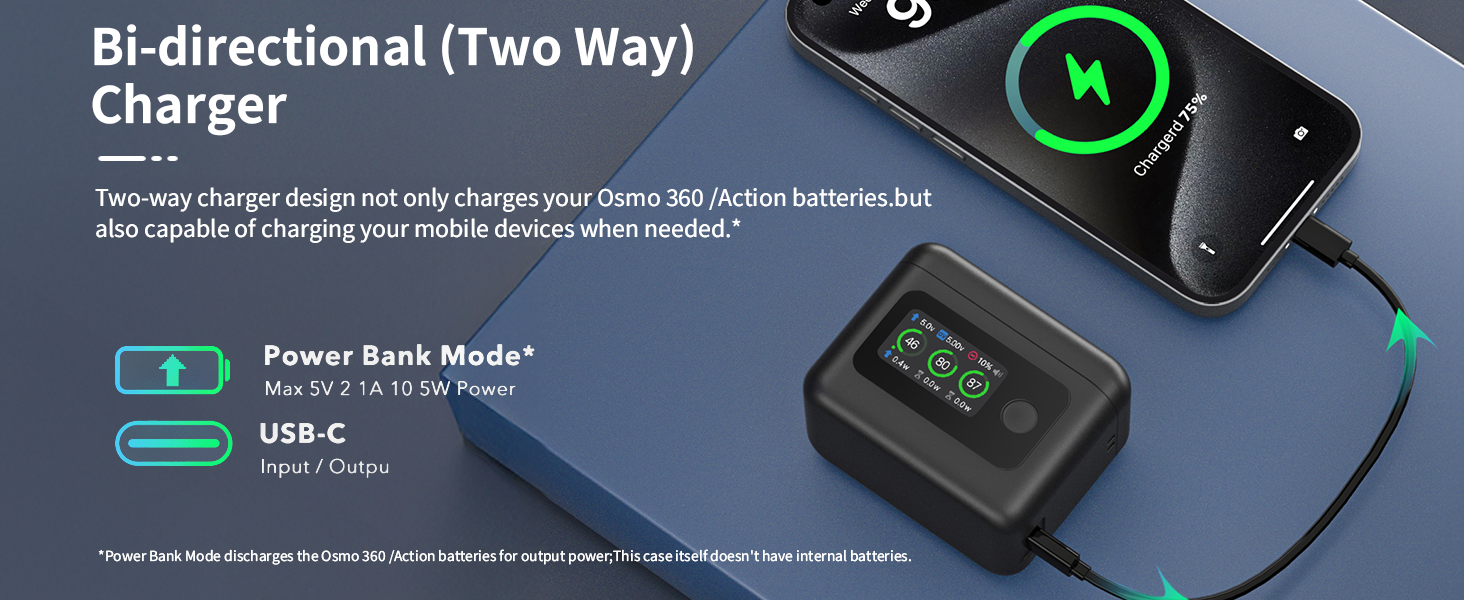 Акумулятор Treeboy Osmo 360 (2 шт.) з хабом швидкої зарядки 27W для DJI Osmo 360/Action 6/5 Pro/4/3 з LCD дисплеєм
