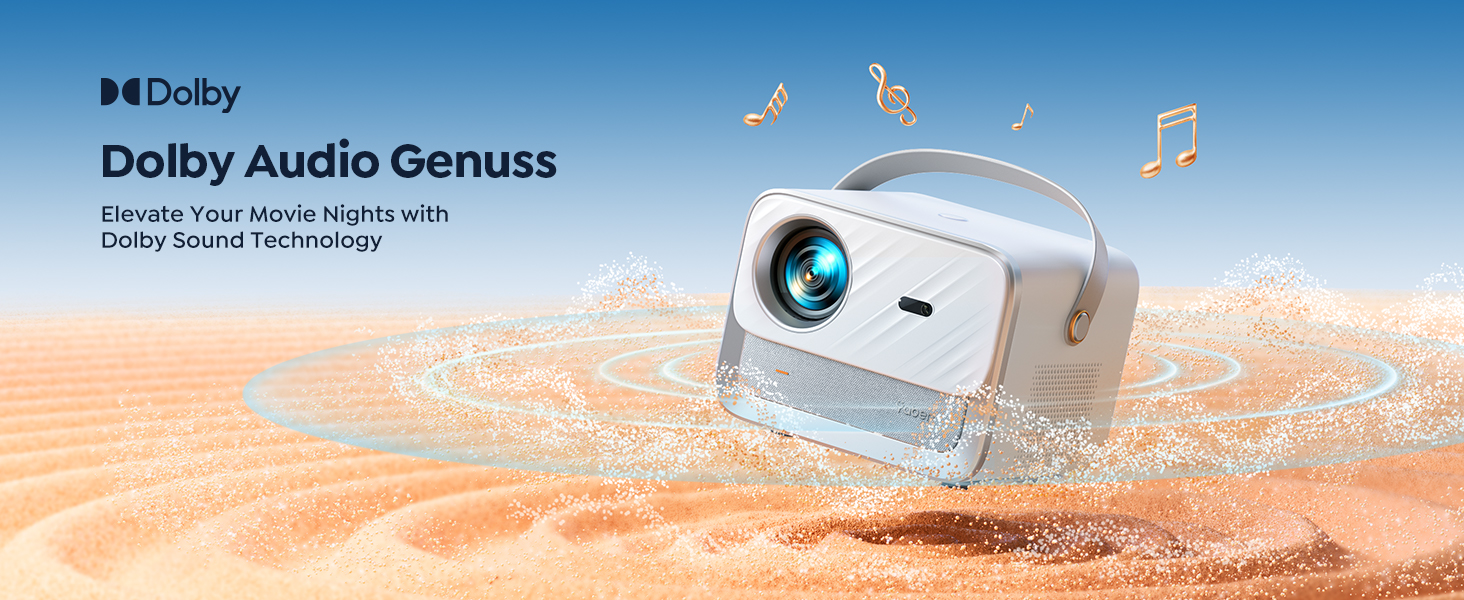 YABER V12 проєктор 4K: Full HD, WiFi6, Bluetooth 5.2, автофокус, 60Hz, 20W Dolby, для дому та на вулицю, 50% Zoom