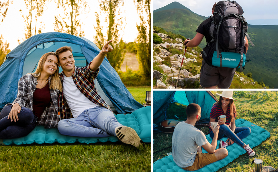Self-Inflating Camping Mat - 10cm Thick, with Foot Pump - Outdoor Sleeping Pad for Hiking, Travel, Tent - Single Size