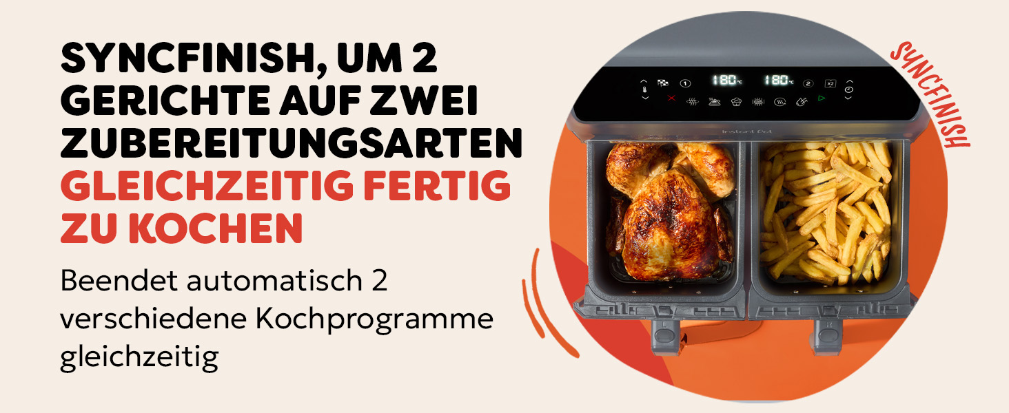 Фритюрниця повітряна Instant Pot Vortex Compact Trüffel Grau 5 л з сіткою, сімейна, 4-в-1: фритюрниця, сушарка, духовка, підігрівач, антипригарне покриття, легко мити, придатна для миття в посудомийній машині. Колір: сірий