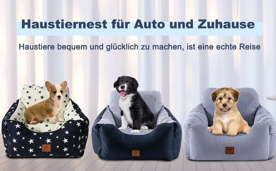 Автомобільний лежак для собак, миючий, стійкий до плям, синій, середній. Зберігання та супер м'яка бавовна PP. Безпечний та зручний для собак.