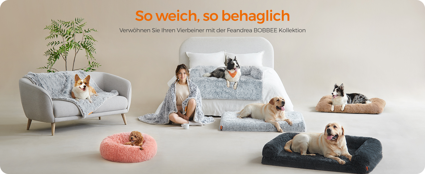Ліжко для собак Feandrea з м'яким лежаком, 65x45 см, Ombré Grey, машинне прання, багатофункціональне, PGW200G01