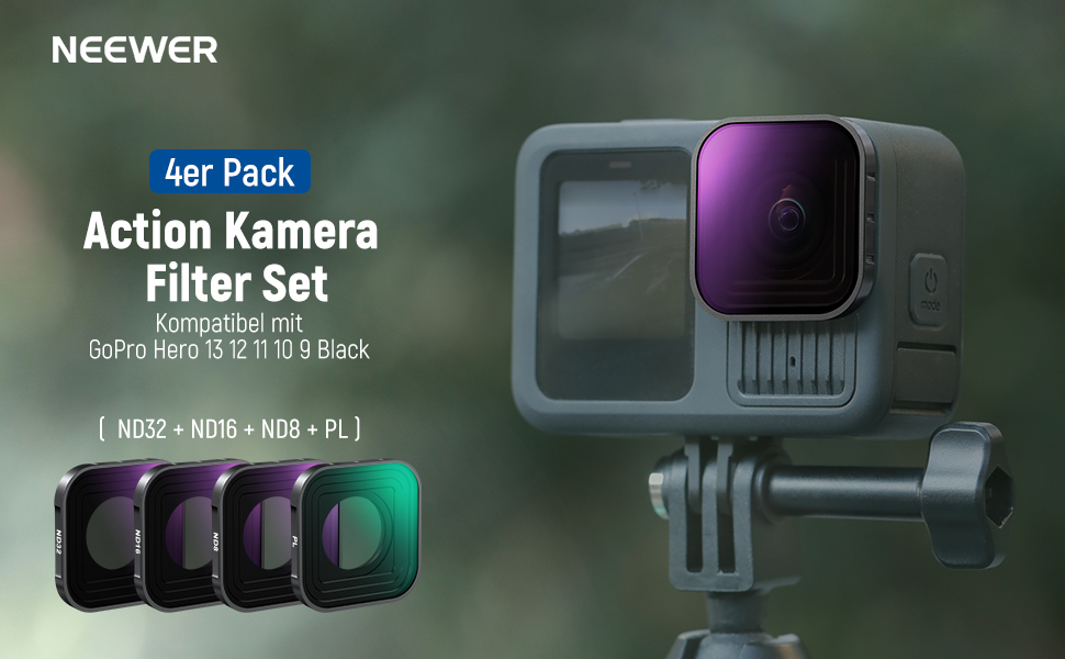 Фільтри NEEWER CPL ND для GoPro Hero 13/12/11/10/9 (6 шт.): CPL, ND8, ND16, ND32, ND64, ND1000. HD багатошарові поляризаційні фільтри нейтральної щільності для екшн-камери