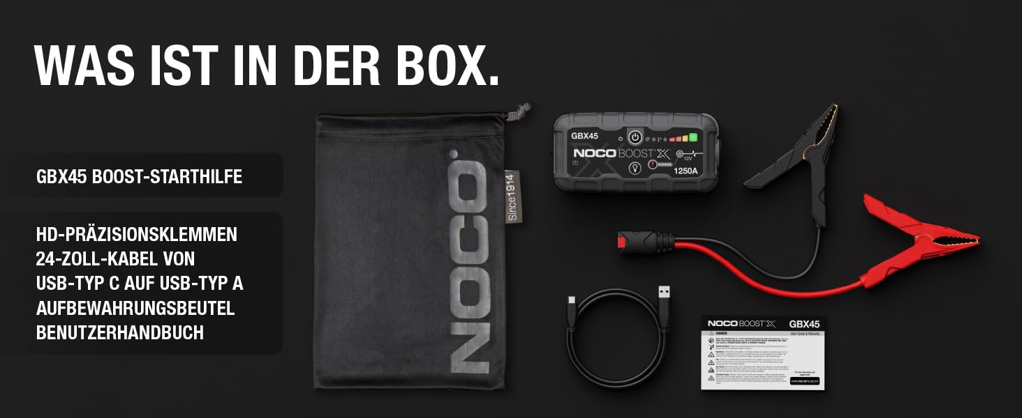 NOCO Boost X GBX45: Пусковий пристрій (бустер) 12V, 1250A, для бензину до 6.5л/дизеля до 4.0л + кабелі