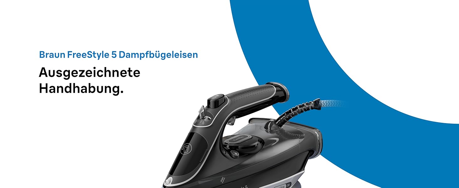 Відпарювач для одягу Braun FreeStyle 5 SI 5037 VI - потужний відпарювач з керамічною підошвою Freeglide 3D, вертикальним відпарюванням, 2700 Вт, 200 г/хв, резервуар 330 мл, чорний