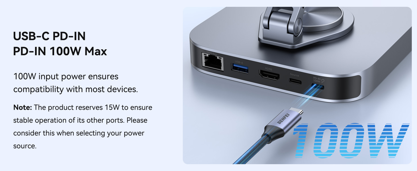 Багатофункціональний USB-C хаб та підставка BENFEI 9-в-1 для iPad Pro/Air/Mini: 4K@60Hz HDMI, Ethernet, USB 3.0, 100W PD, картридер SD/TF, складана поворотна конструкція