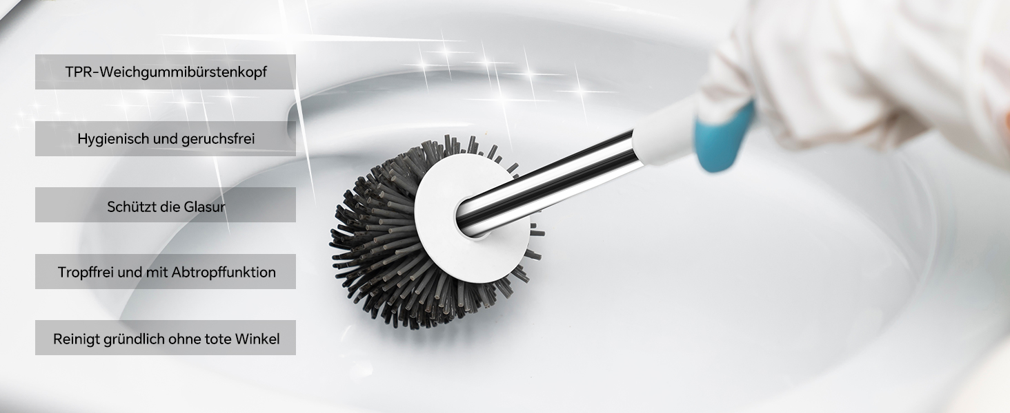 Силіконова щітка для унітазу Klobürste з підставкою, настінна без свердління, сіро-біла