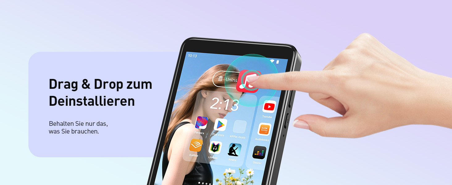 MP3 плеєр AGPTEK з Bluetooth та Wi-Fi, Android 14, 4