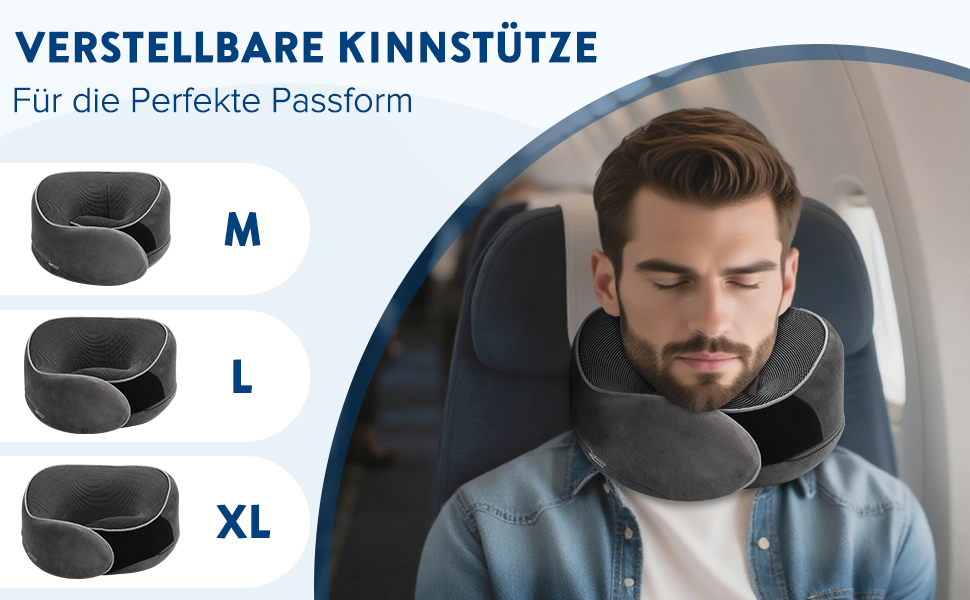 Подушка для шиї у літак, Memory Foam, для дорослих, ергономічна підтримка шиї з 3D-маскою для сну, навушниками, сумкою - ідеальна для літака, авто, дому, офісу, подушка для сну (Сірий)