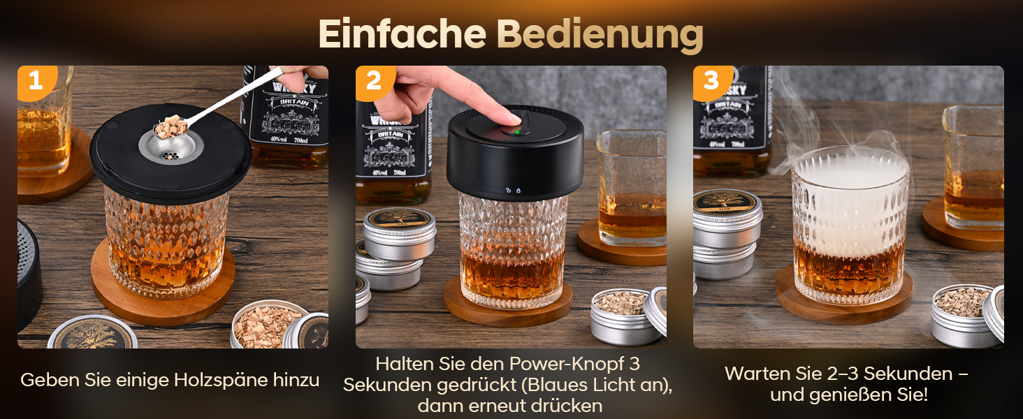 Електричний набір для копчення коктейлів та віскі, ретро-дизайн, 8 дерев'яних чіпсів, USB-C, без полум'я, для віскі, пива, коктейлів, вина, кави, їжі, подарунок для чоловіків