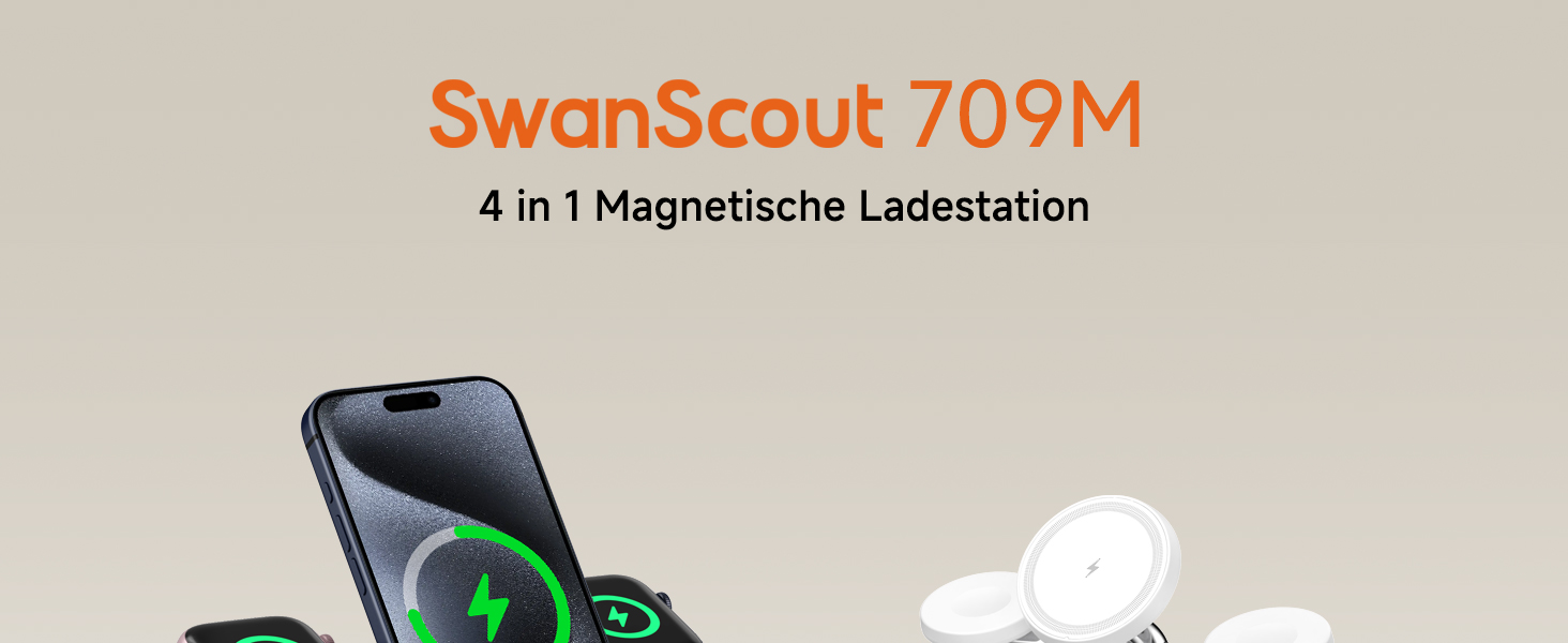 Зарядний пристрій 2 в 1 для Apple Watch та iPhone, SwanScout 709M (Білий)