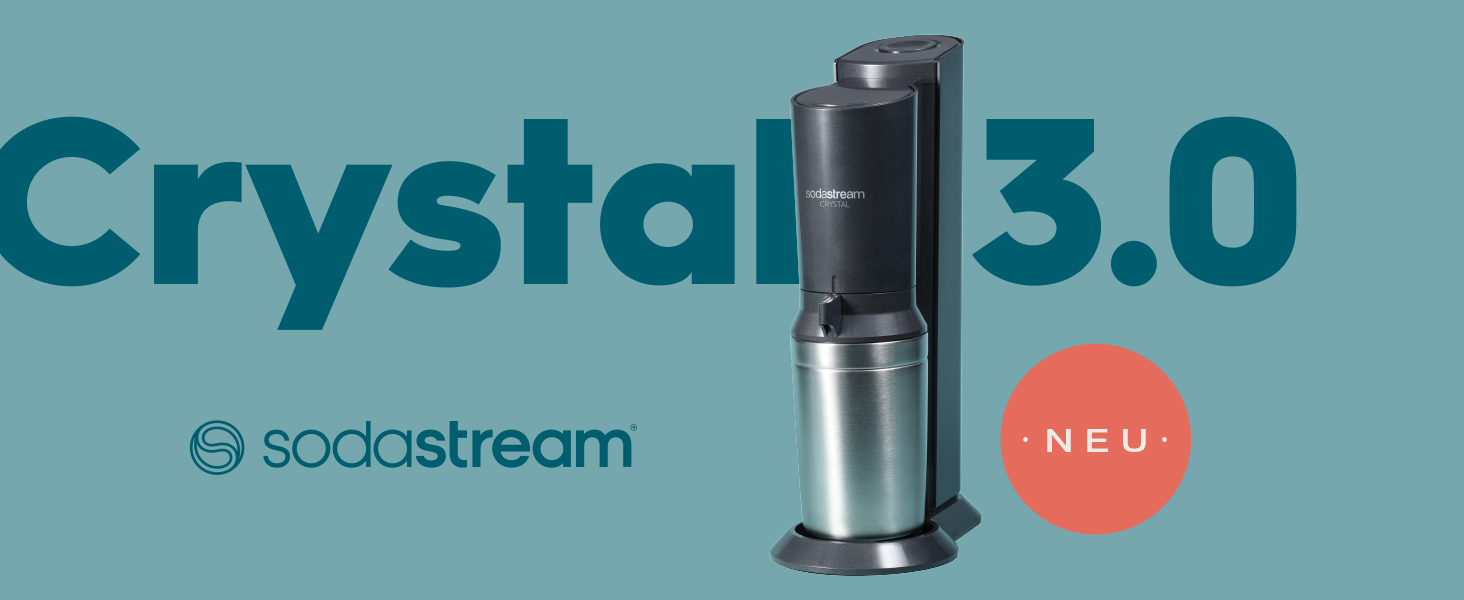 SodaStream Crystal 3.0: Газова вода вдома | Титан | 2 пляшки 0.8л + CO2 балон