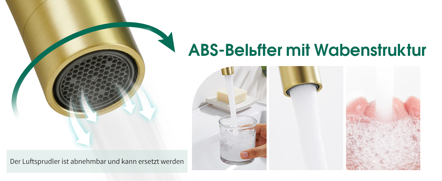 Кран кухонний CREA, 360° поворотний, з високим виливом, з матовим золотом