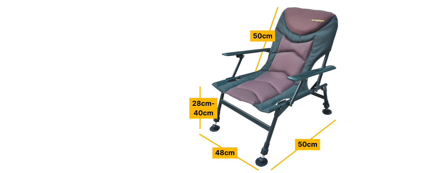 Крісло для риболовлі MK Angelsport 5 Seasons Pro Carpchair – зручне, розкладне, регульоване, до 130 кг