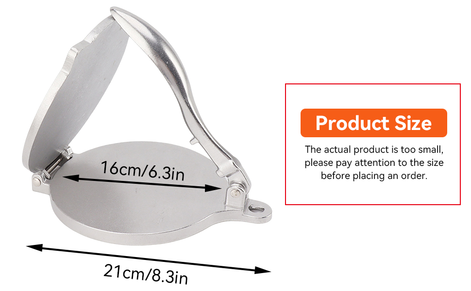 Пресс для тортилій Cyrank, ручний ротатор для роти, прес для тако, квесаділи, з алюмінієвого сплаву (16 см, срібний)