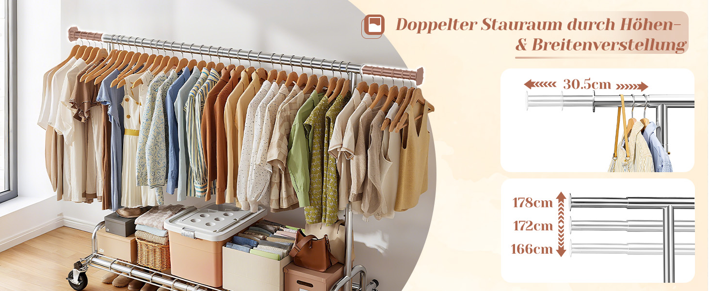 Вішалка для одягу на колесах, висувна, міцна, до 150 кг, металева стійка для одягу, пальто, светрів