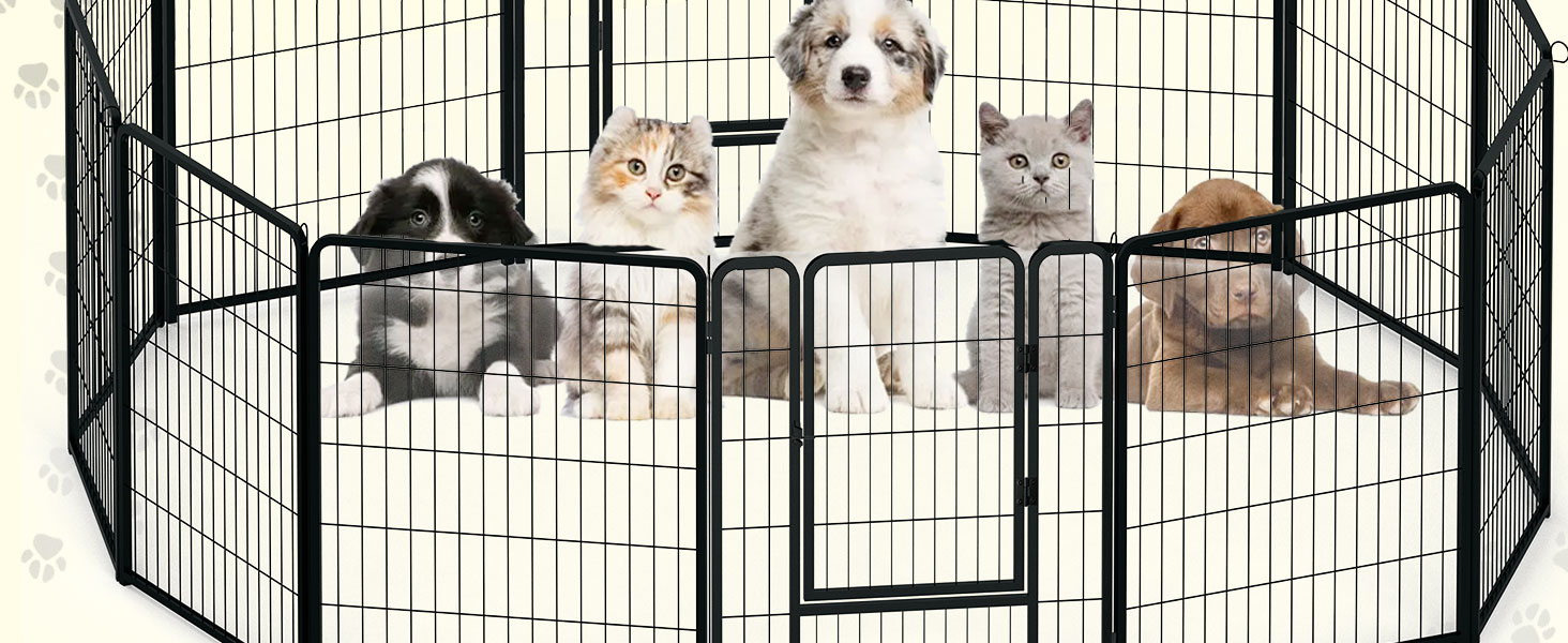 Металевий вольєр для собак 65x80 см з дверима та ґрунтовими анкерами. Модульний загін для цуценят, собак, котів, кроликів та дітей. Підходить для саду та вулиці.