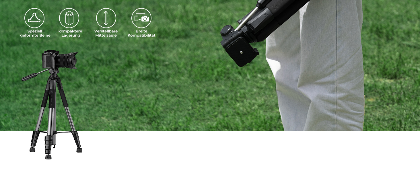 Штатив K&F Concept S255A3+BV01: Легкий штатив з сумкою, 190 см, для камери/DSLR, смартфона, Canon, Nikon, Sony
