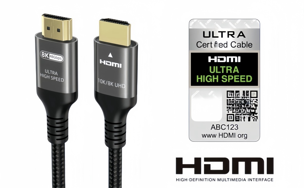 HDMI кабель Ubluker 48Gbps 2м, 8K 60Hz, 4K 240Hz, HDR10+, ARC, eARC, HDCP2.3, для PS5, Xbox, TV, PC, Roku, Netflix