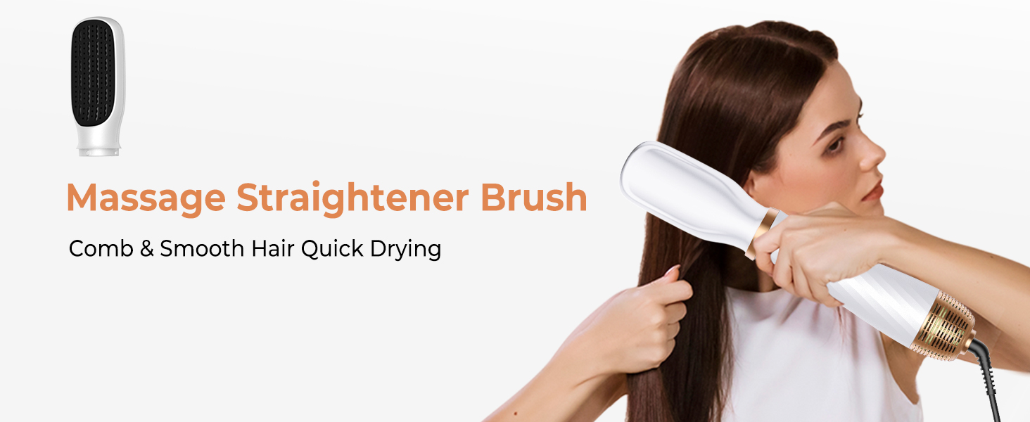 Набір для укладки волосся 5 в 1, стайлер для волосся, фен, плойка, щітка для об'єму, термощітка, для випрямлення, сушіння, створення об'єму та локонів (біло-сірий)