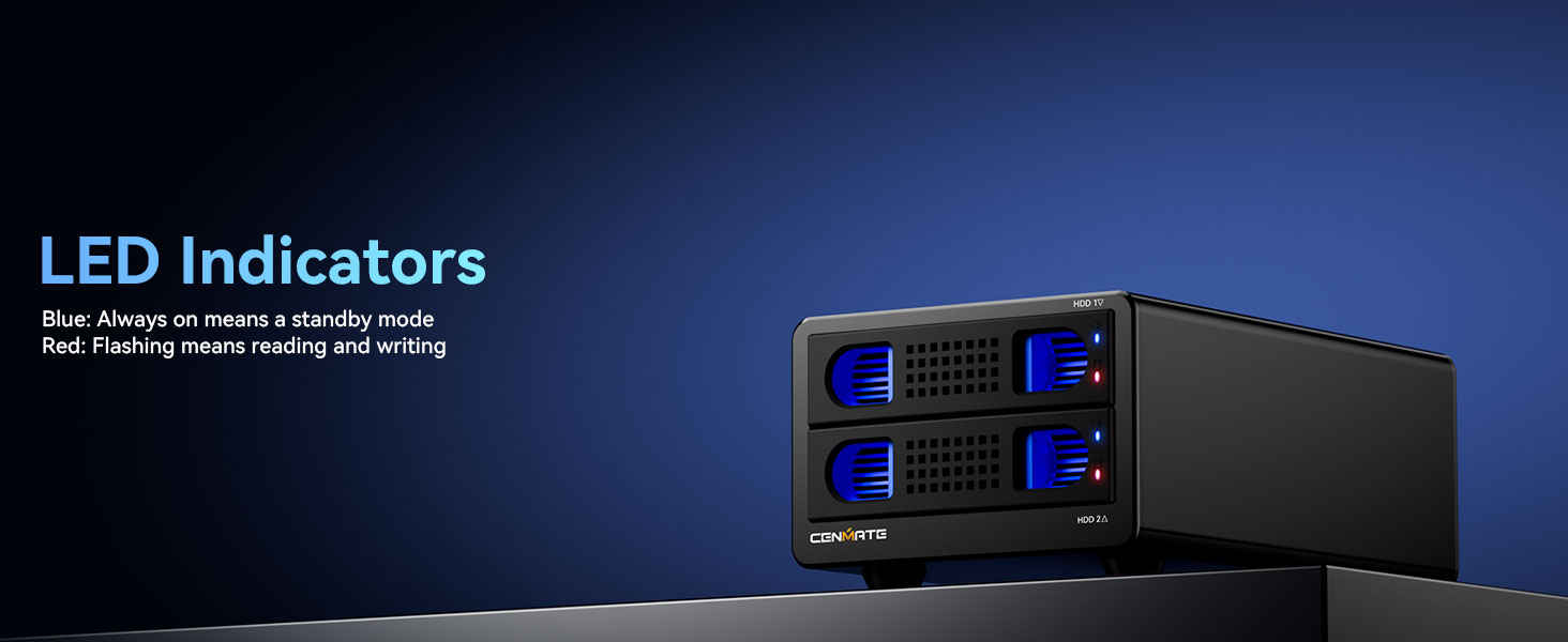 Корпус для жорстких дисків 10Gbps Dual Bay з алюмінію та вентилятором для 2.5/3.5 SATA HDD/SSD з USB A/C 3.2, Hot Swappable, Daisy Chain, DAS (без RAID/NAS)