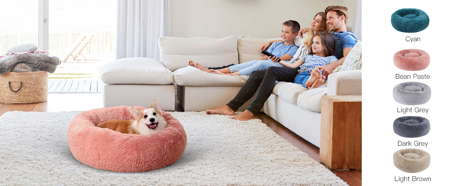 Кругле ліжко для собак та котів BVAGSS, м'яке, плюшеве, діаметр 50 см, блакитне (XH034)