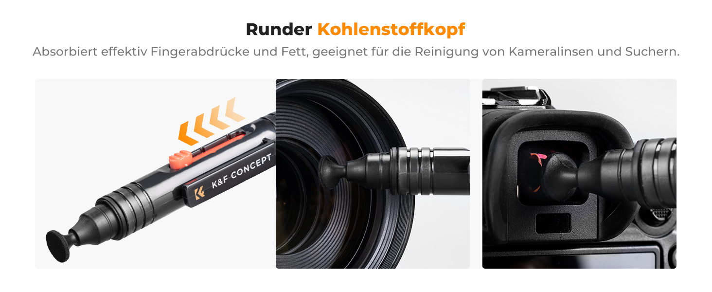 Набір для чищення об'єктивів K&F Concept 3-в-1: для фотоапаратів, об'єктивів, фільтрів, телефонів. Lenspen, щітка, повітряний насос, мікрофібра.
