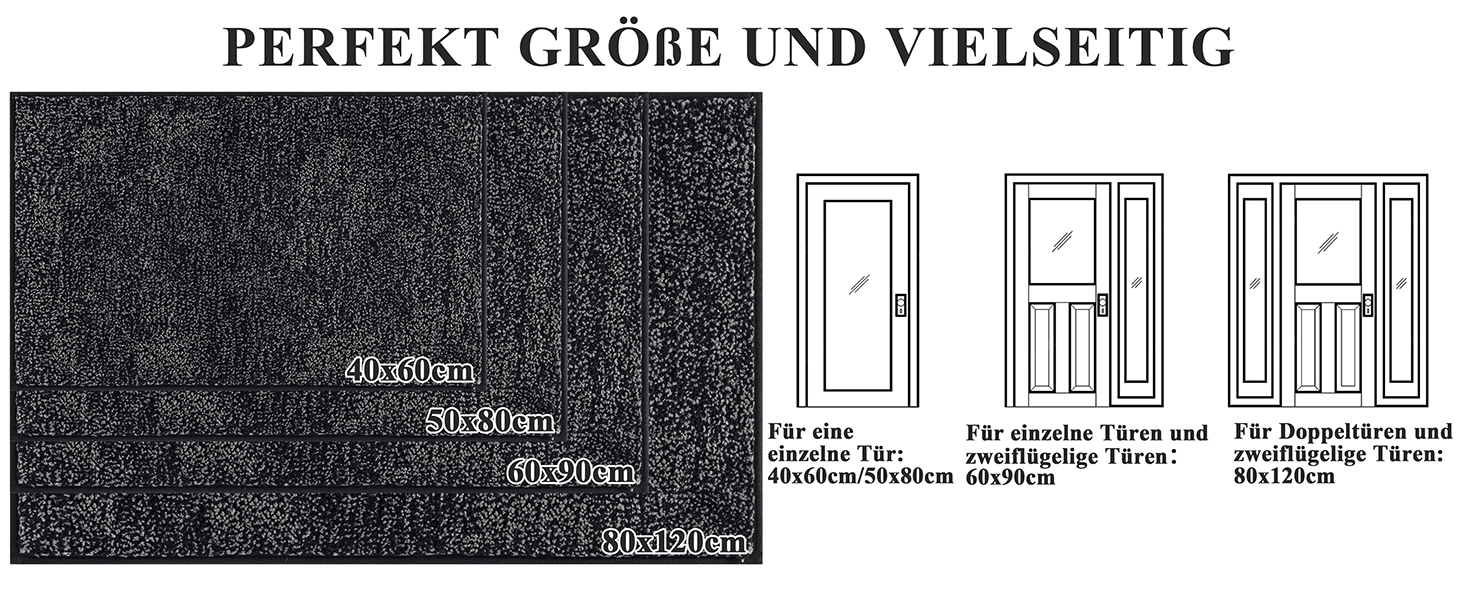 Килимок для дому та ванної кімнати SHACOS, 80 x 120 см, чорно-сірий, з антиковзаючою поверхнею