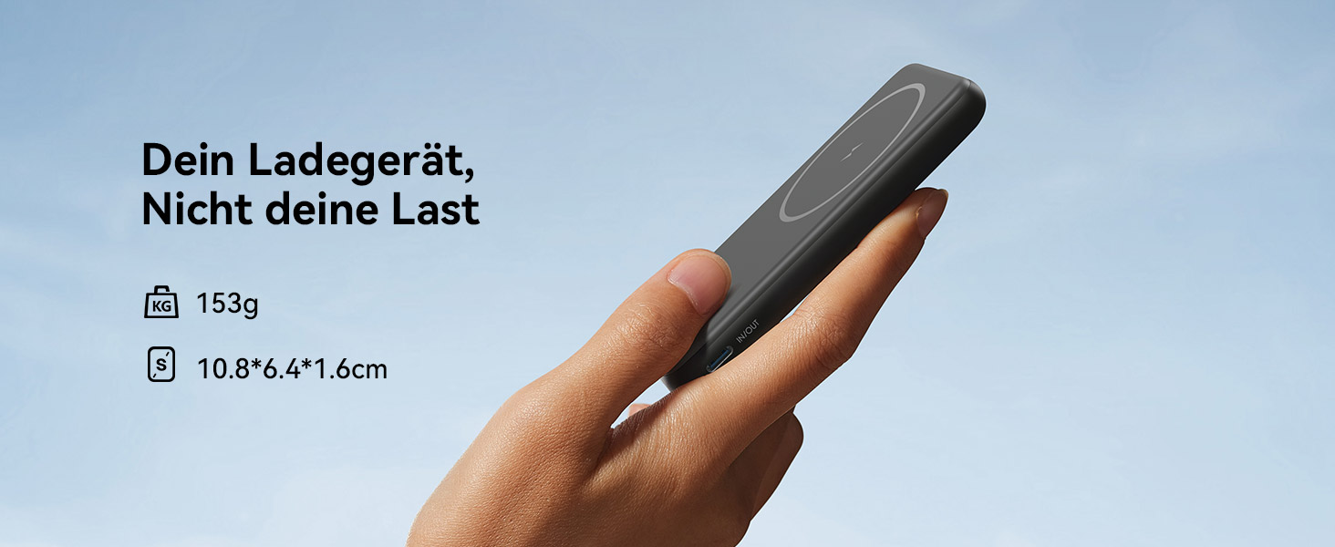 Power Bank INIU 5500mAh 20W з USB-C (вхід/вихід), магнітний акумулятор з підставкою для iPhone 16/15/14/13/12 Pro Max Mini, чорний