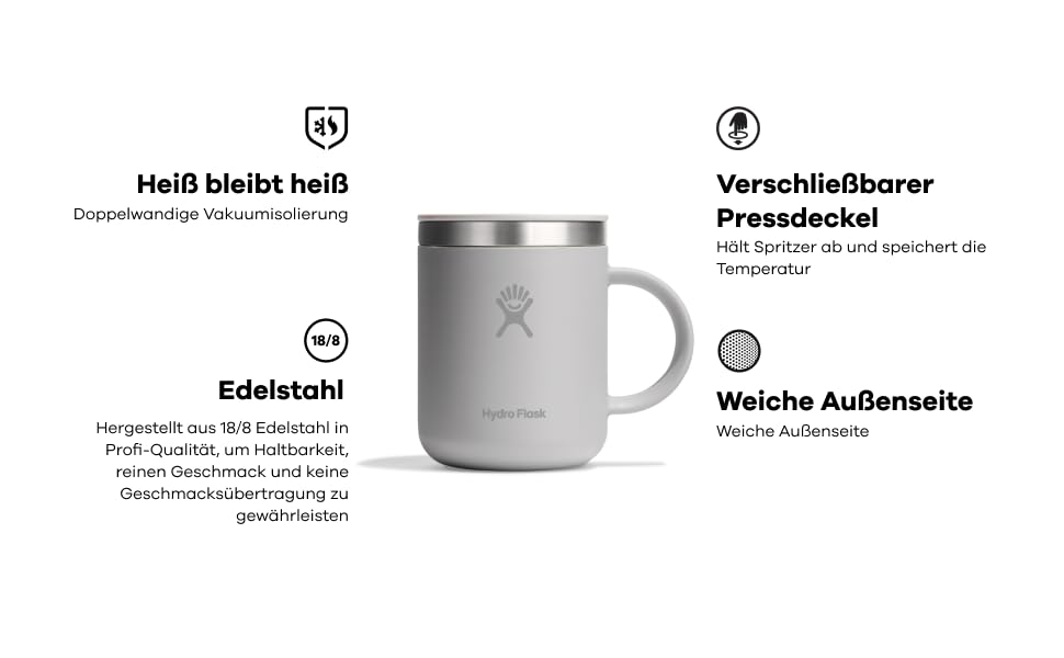 Hydro Flask 12 oz Stainless Steel Vacuum Insulated Coffee Mug with Lid - Travel Coffee Cup - Dishwasher Safe