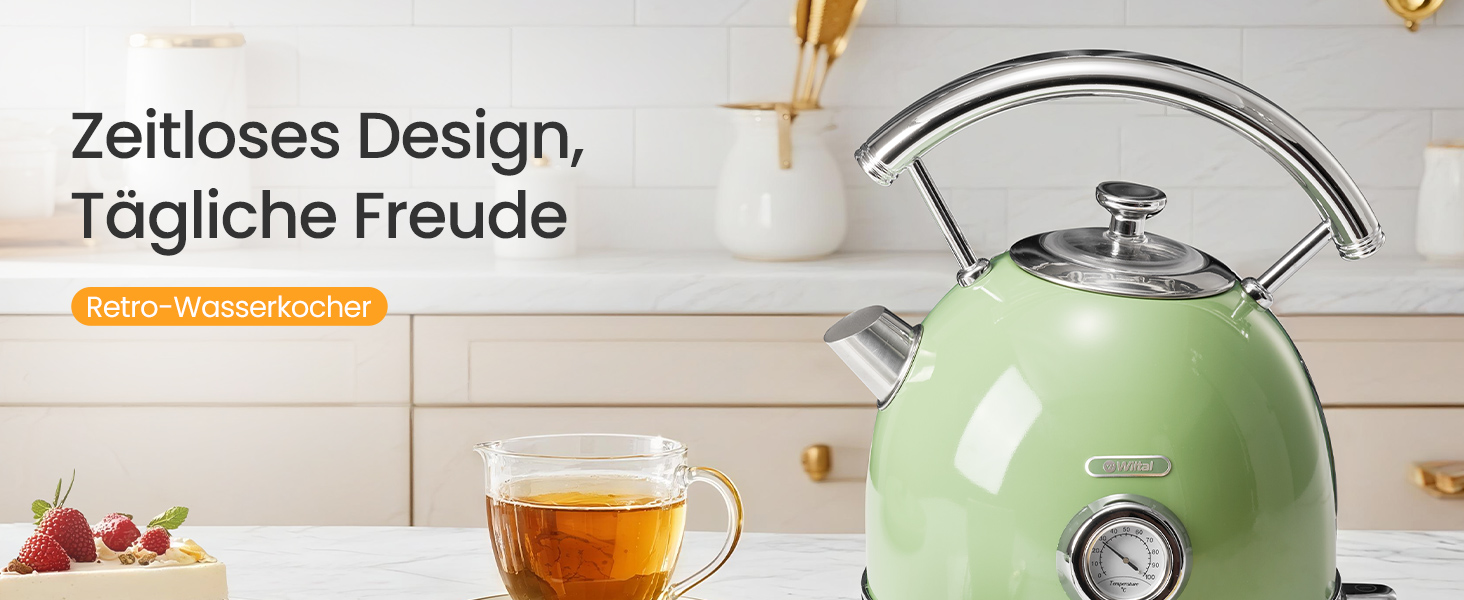 Ретро чайник з нержавіючої сталі, електрочайник та тостер-сет, 2200 Вт, 1,8 л, для чаю, кави, дитячого харчування, без BPA. Зелений вінтажний дизайн