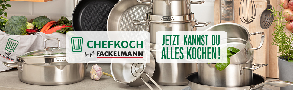 Fackelmann Chefkoch 2-Piece Stainless Steel Fry Pan Set - 28cm & 24cm - Induction & Dishwasher Safe