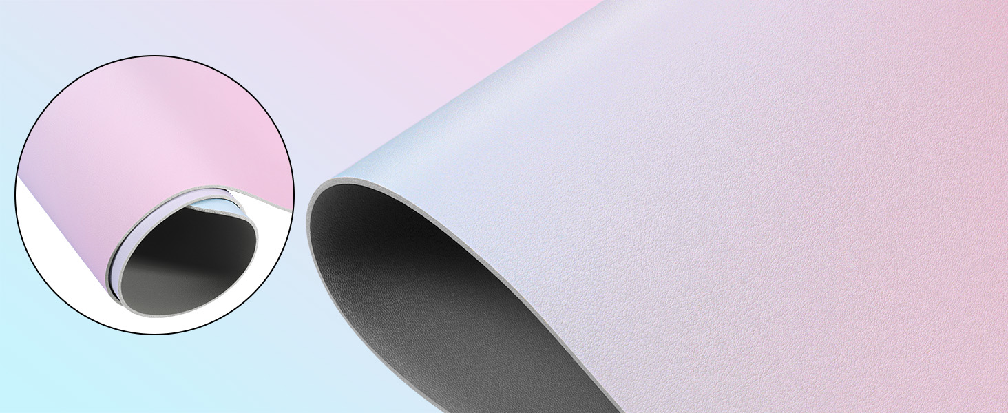 Підкладка для столу зі шкіри, протиковзна, розмір 80x40 см, килимок для миші, для офісу та дому (рожева/блакитна)