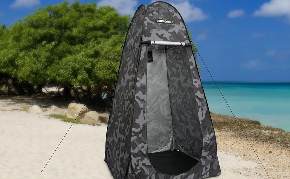 Rhino USA Portable Pop-Up Changing Tent - Waterproof Changing Room, Shower Tent & Toilet Tent for Camping, Beach & Outdoor Use - Lightweight & Easy Setup