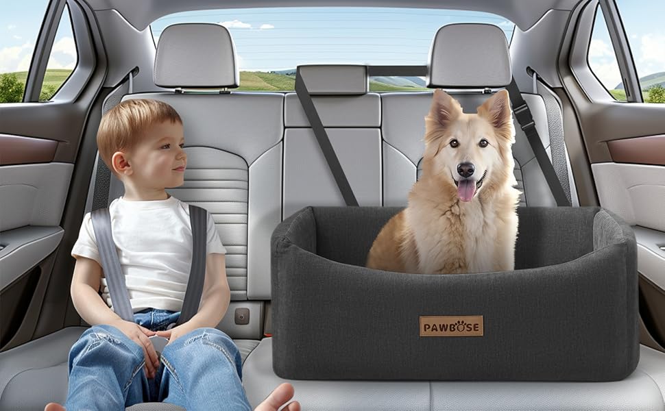 Автокрісло для собак середніх порід до 15 кг з ременем безпеки, знімне та миється (сірий)