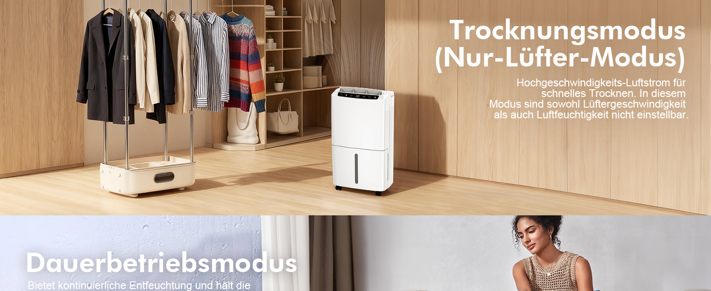 Електричний осушувач повітря 12л, тихий осушувач для дому з функцією сушіння білизни, Smart-режим, автоматичне регулювання вологості, 1м шланг, 24H таймер, для квартири до 120 м², гарантія 10 років