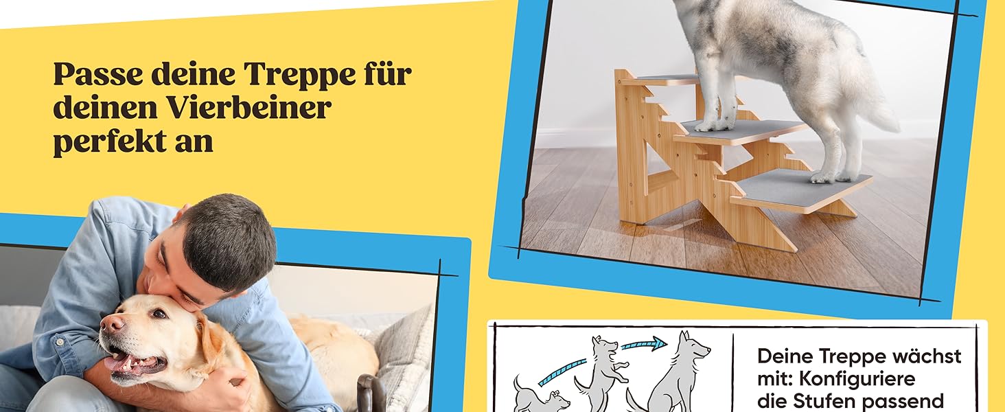 Сходи для собак і котів AMAZINGs, 3 ступені, 40 см – зручна гнучка драбинка для малих, середніх і великих порід, підходить для молодих і літніх тварин, для дивану та ліжка, ортопедична альтернатива пандусу