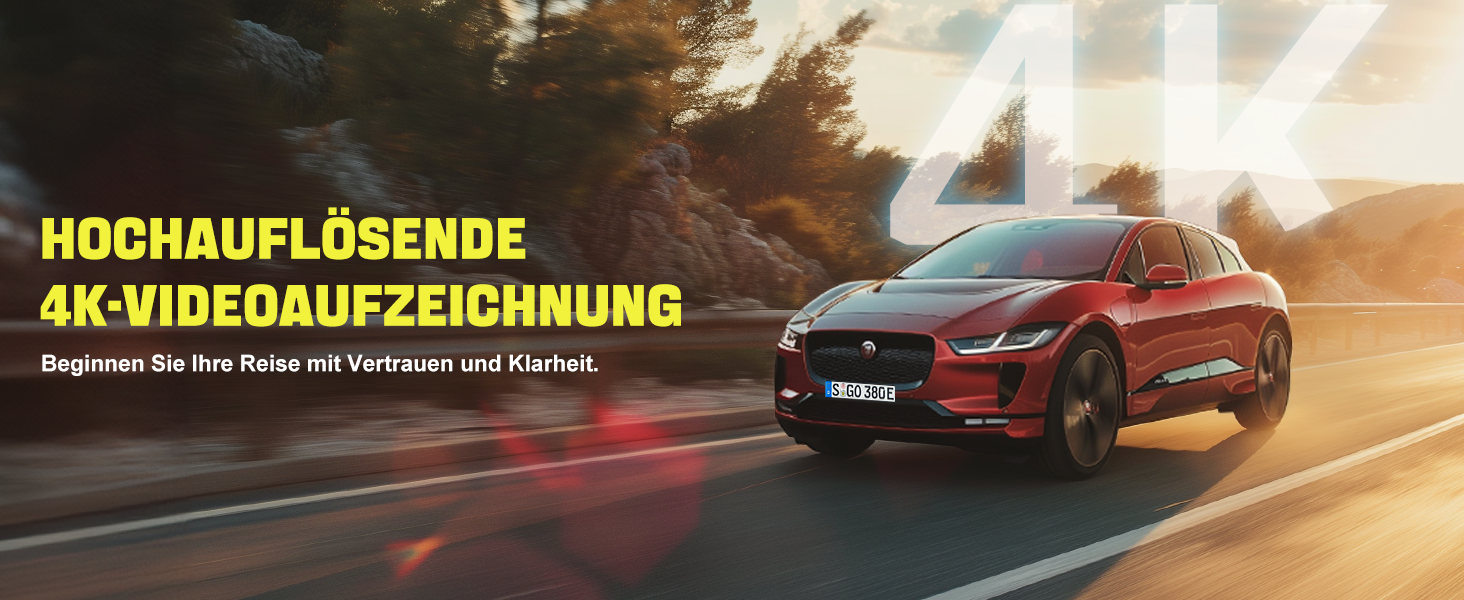 Відеореєстратор AQV Dashcam Auto Vorne und Hinten 4K з WiFi, 64GB SD, G-сенсор, Super Night Vision, 170°+140° Кут огляду, Black-D18