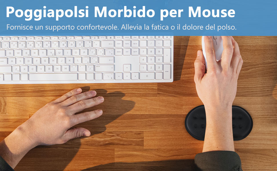 Підставка для миші PABREY з Memory Foam - підтримка зап'ястя, ергономічна, для комп'ютера, ноутбука, офісу, ігор